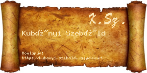 Kubányi Szebáld névjegykártya